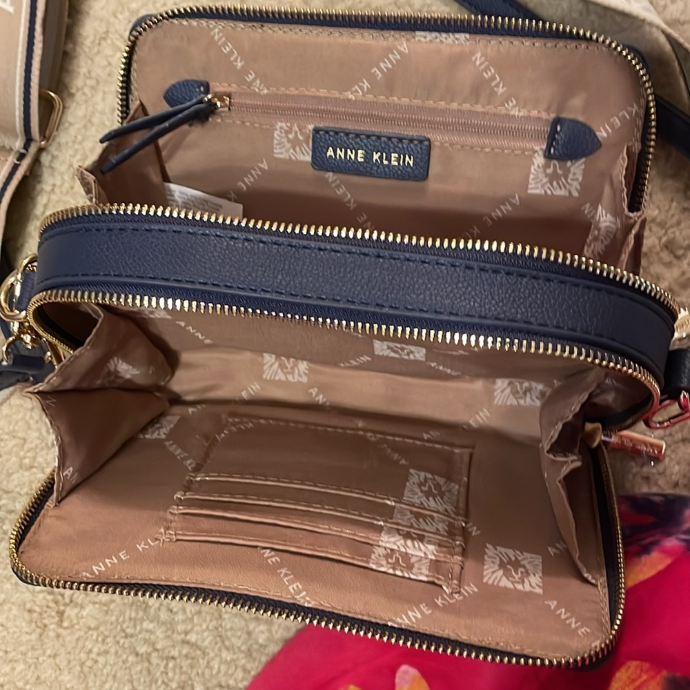 Anne Klein Blue Crossbody Bag with Adjustable Strap - Picture 3 of 4
